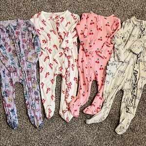Bundle of name brand footed sleepers, Caden Lane, Spearmint Love, Posh Peanut
